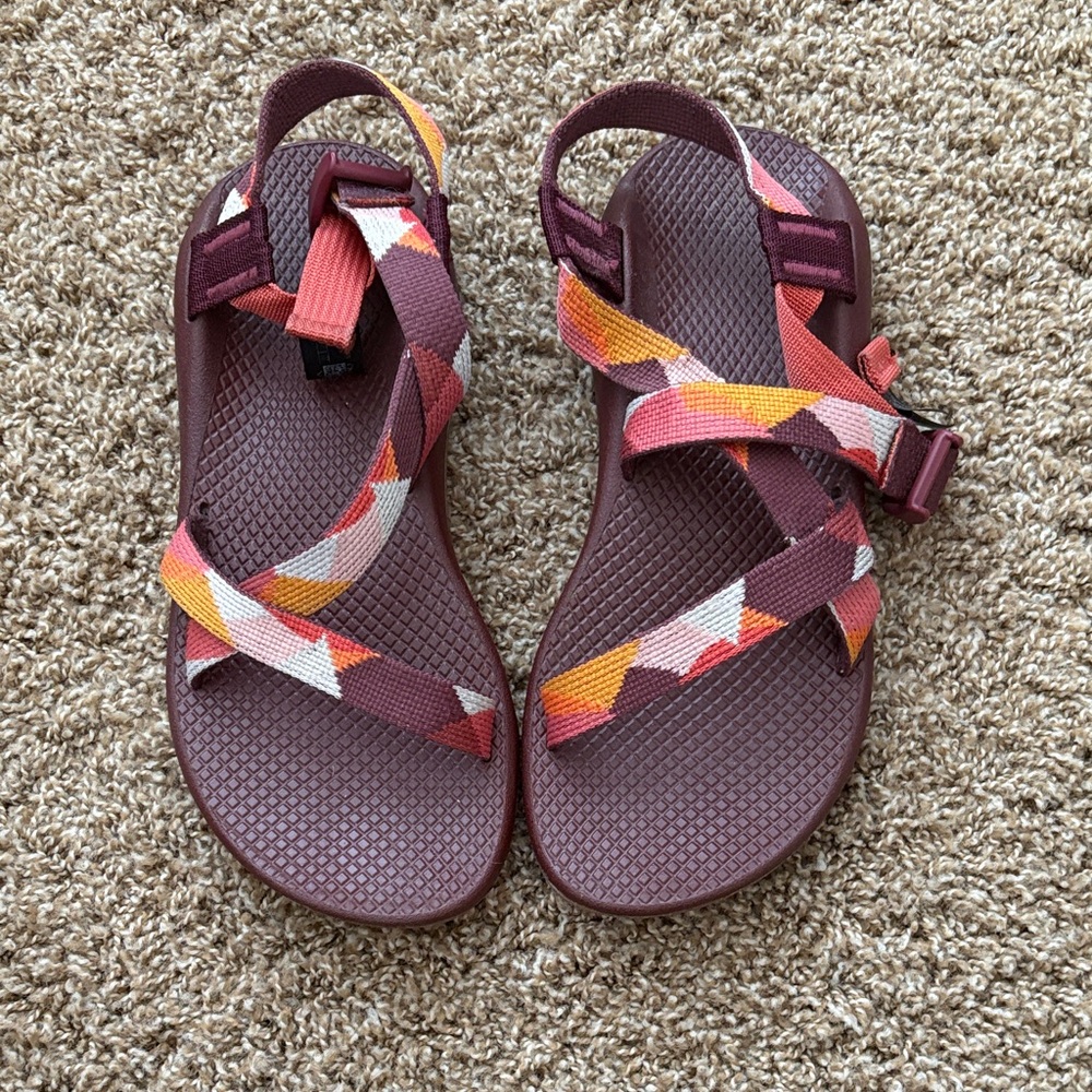 Chaco x Free People Burgundy and Multicolor Strappy Sandals